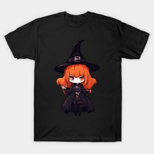 Witchcraft horror anime characters Chibi style +Halloween horror T-Shirt